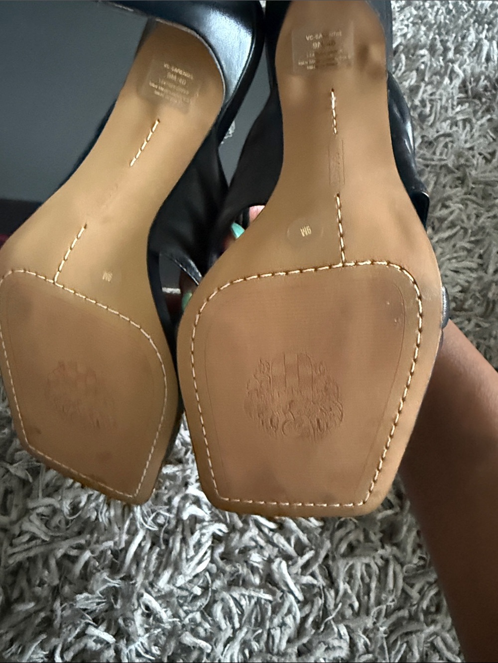 Vince Camuto Black Leather Crisscross Slide Sandals - Picture 6 of 6
